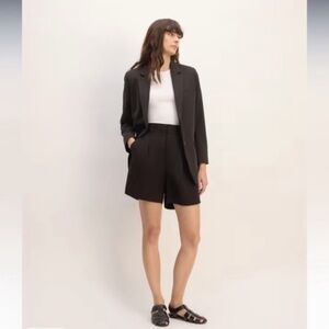 Everlane Black Minimalist High Waist Pleated Drape Trouser Shorts 5” inseam